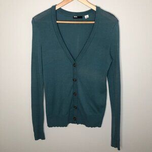 URBAN Outfitters  BDG Teal Button Up Grandpa Cardigan Size Small‎